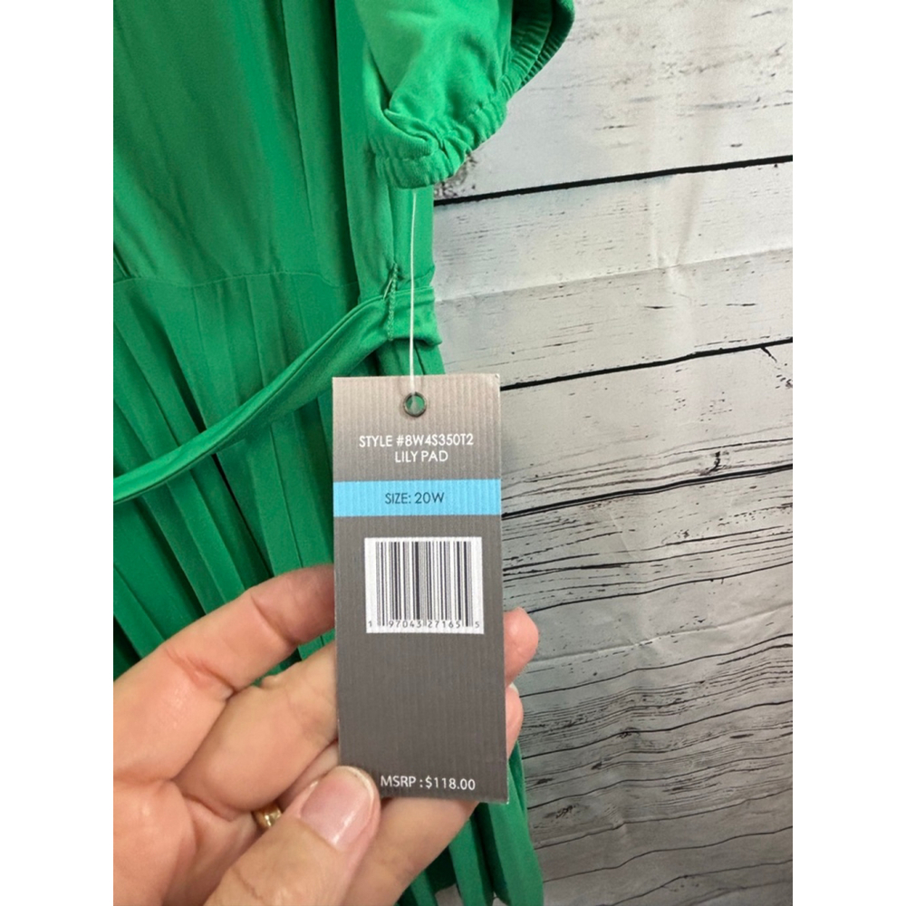 Women's Sharagano Green Pleated Midi Dress 20W - Picture 4 of 7